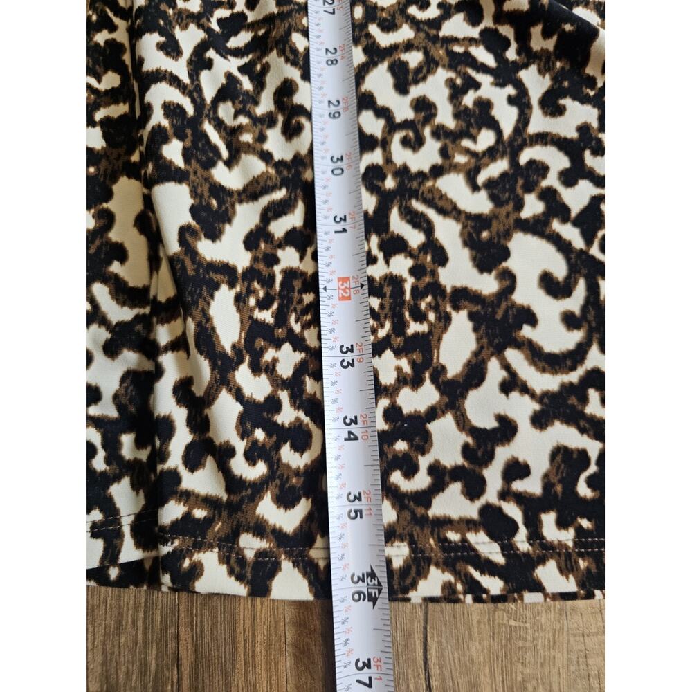 LAUREN Ralph Lauren Abstract V-Neck 3/4 Sleeve Ruched Jersey Dress Women's 12 - Picture 8 of 12